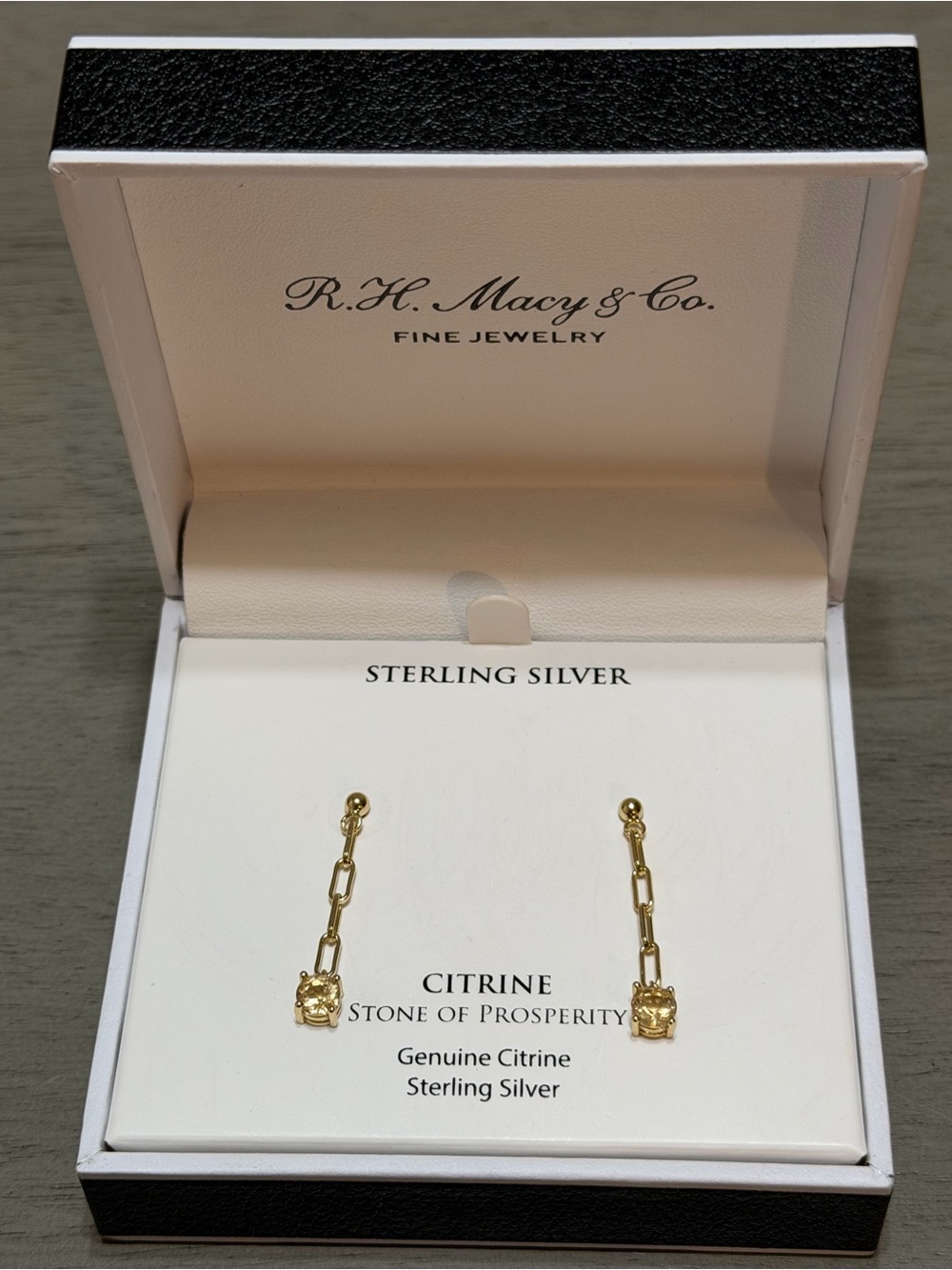 Gold-Tone Citrine Drop Earrings - Sterling Silver